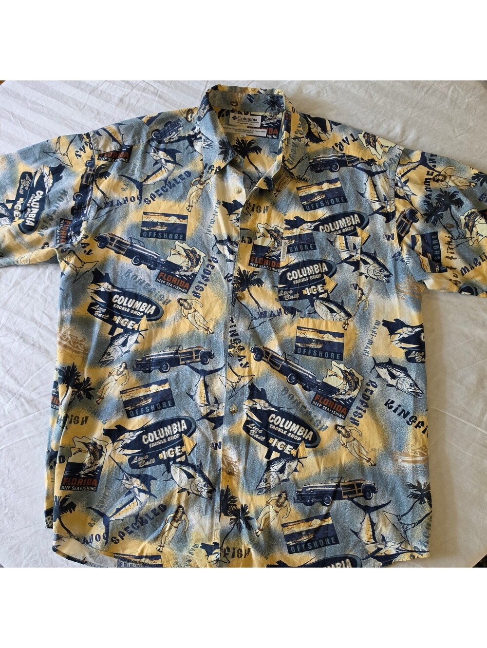 Vintage Columbia Sportswear Florida Fishing Aloha Shirt XL